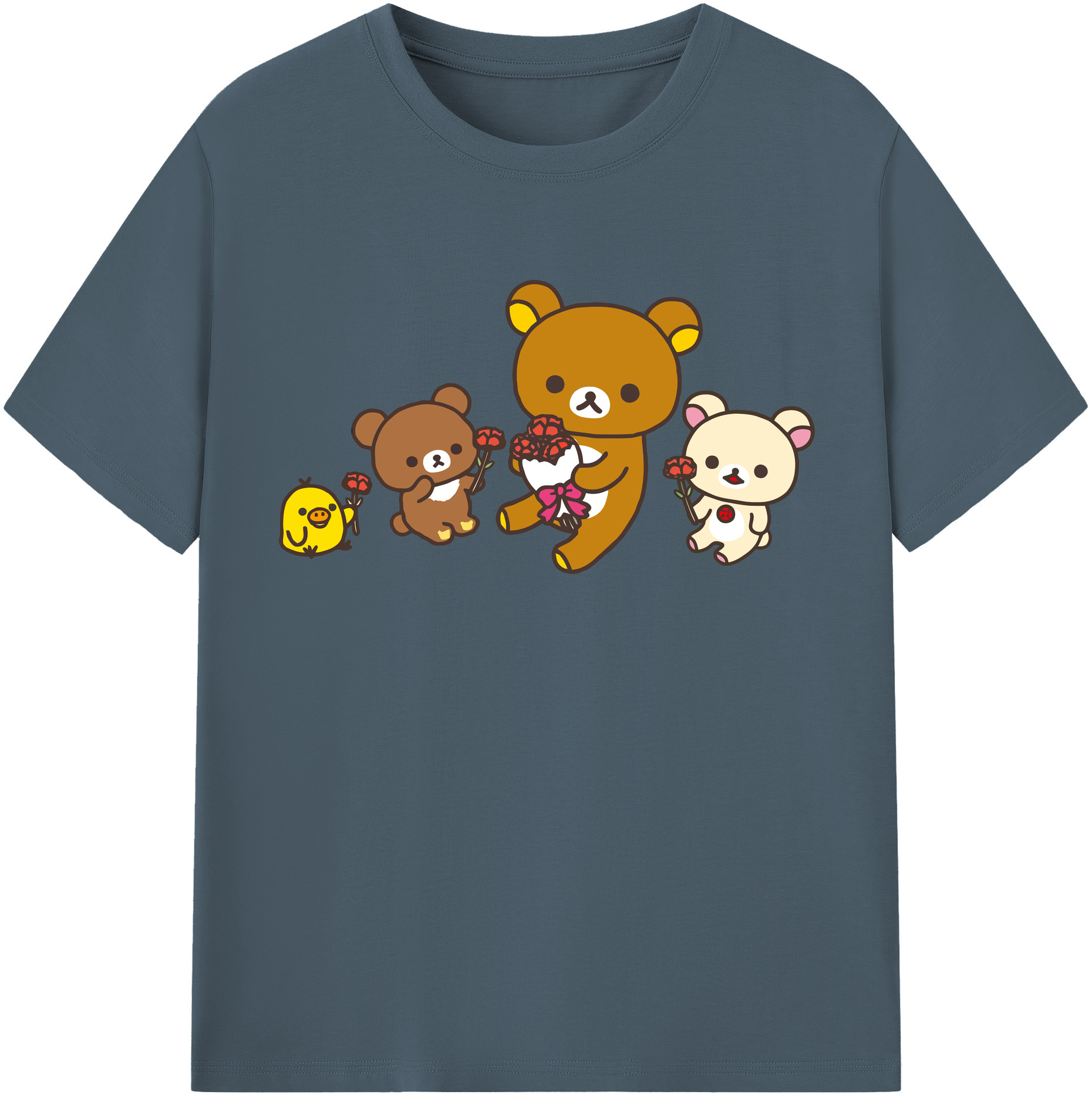 （画像用） リラックマ リラックマ キイロイトリ Rilakkuma Korilakkuma Kiiroitori 綿100％半袖Tシャツ（フロントプリント）